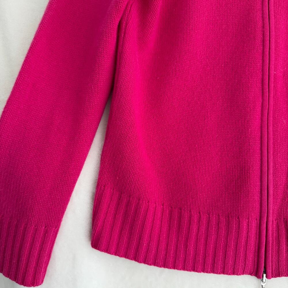 Lord & Taylor Cashmere Cardigan Sweater Large Pink Zip Front Luxury Loud Money - Picture 3 of 8